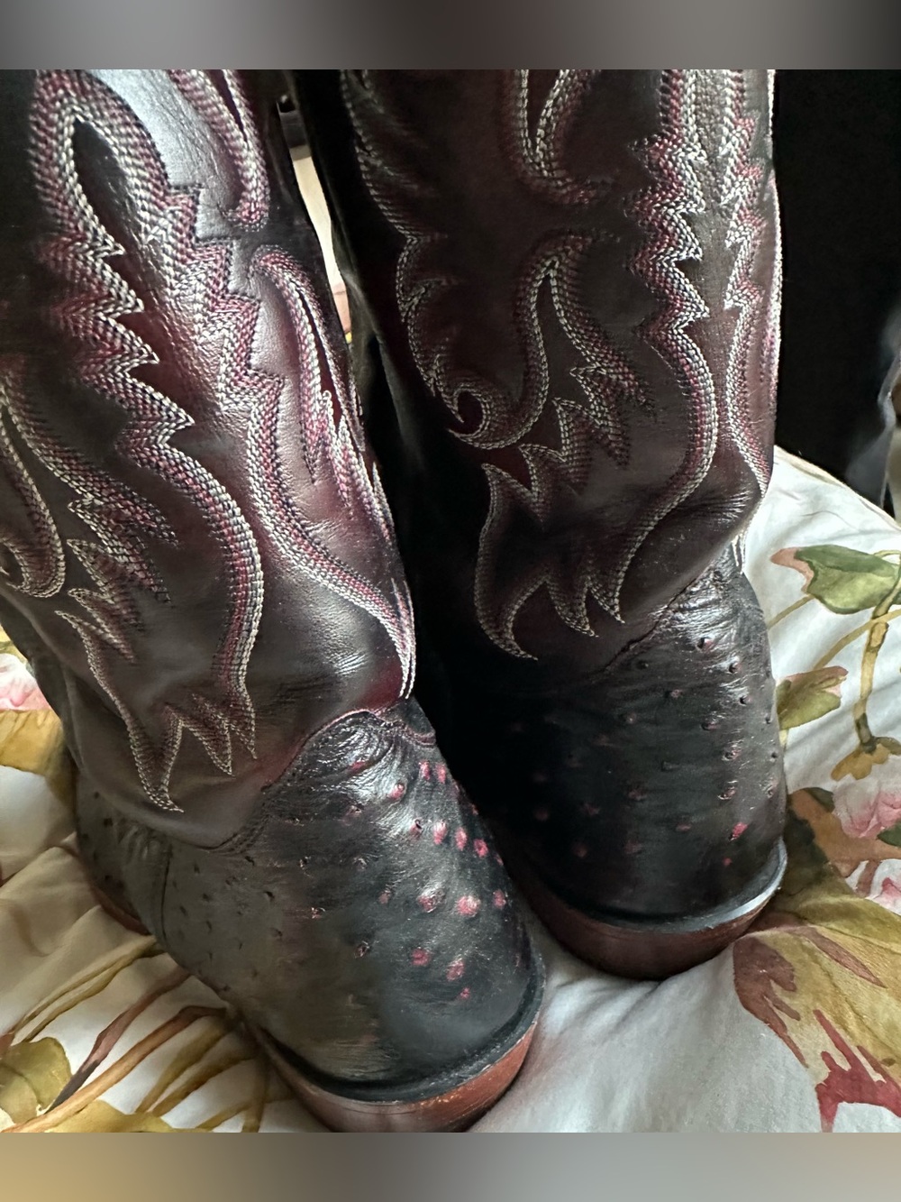 Nocona Black and Burgundy mens Cowboy Boots - Picture 4 of 10